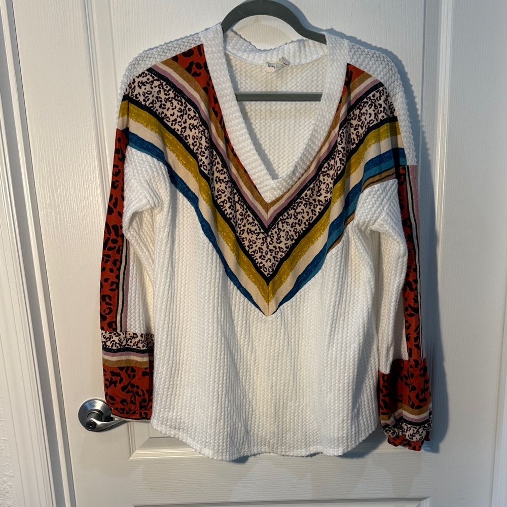 Lovely Melody Textured White Fabric White Waffle Color Block Size XL